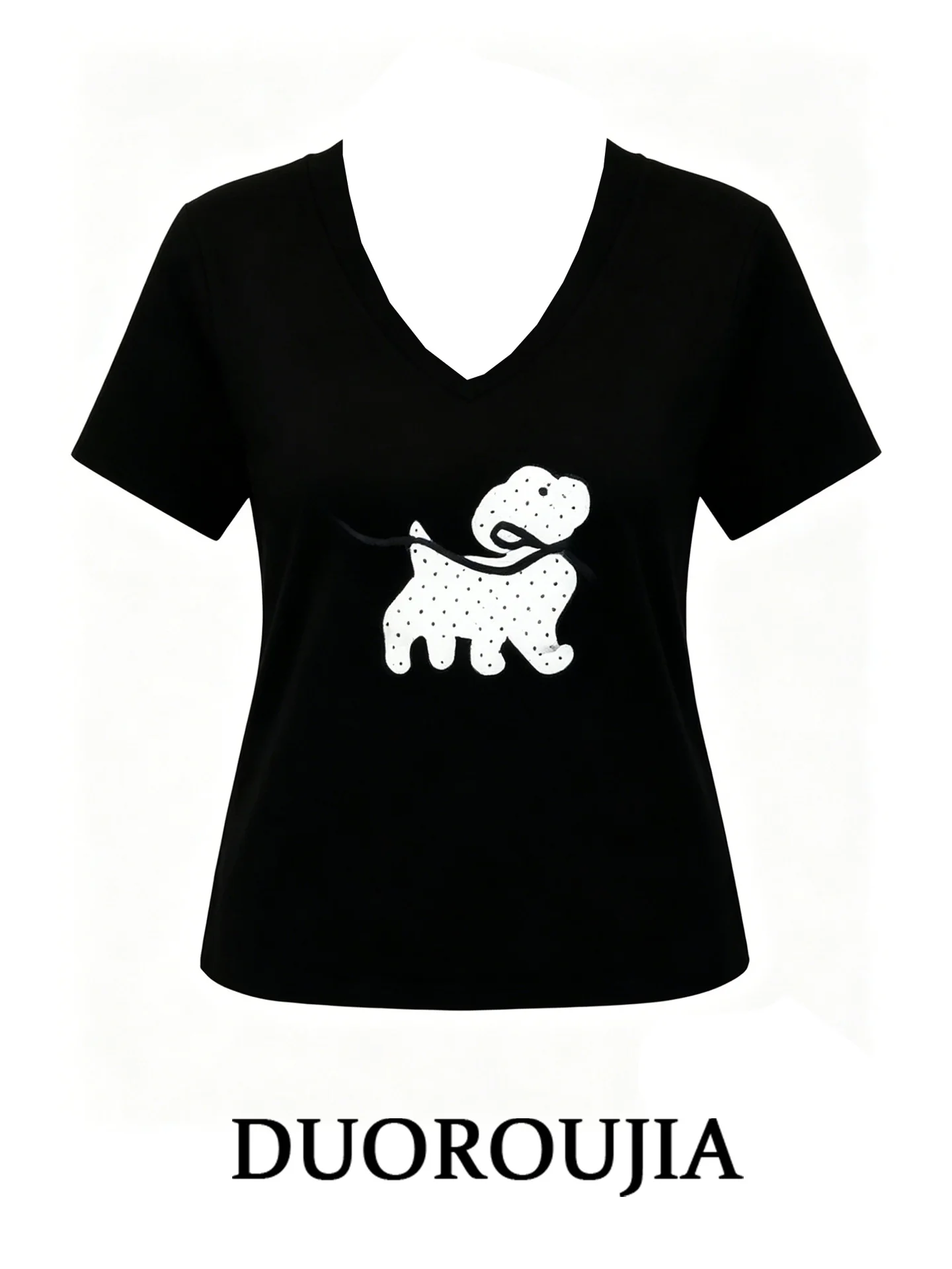 plus Size Korean Style V-Neck Short Sleeve T-Shirt Women's Summer Casual Slimming Top Dog Print Comfortable Breathable Black
plus Size Korean Style V-Neck Short Sleeve T-Shirt Women's Summer Casual Slimming Top Dog Print Comfortable Breathable Black