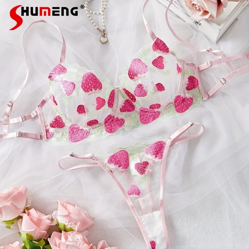 Original New Sweet Sexy Brief Sets Female Strawberry Bra French Style Intimates Women's Comfortable High Quality Mesh Underwear
Original New Sweet Sexy Brief Sets Female Strawberry Bra French Style Intimates Women's Comfortable High Quality Mesh Underwear