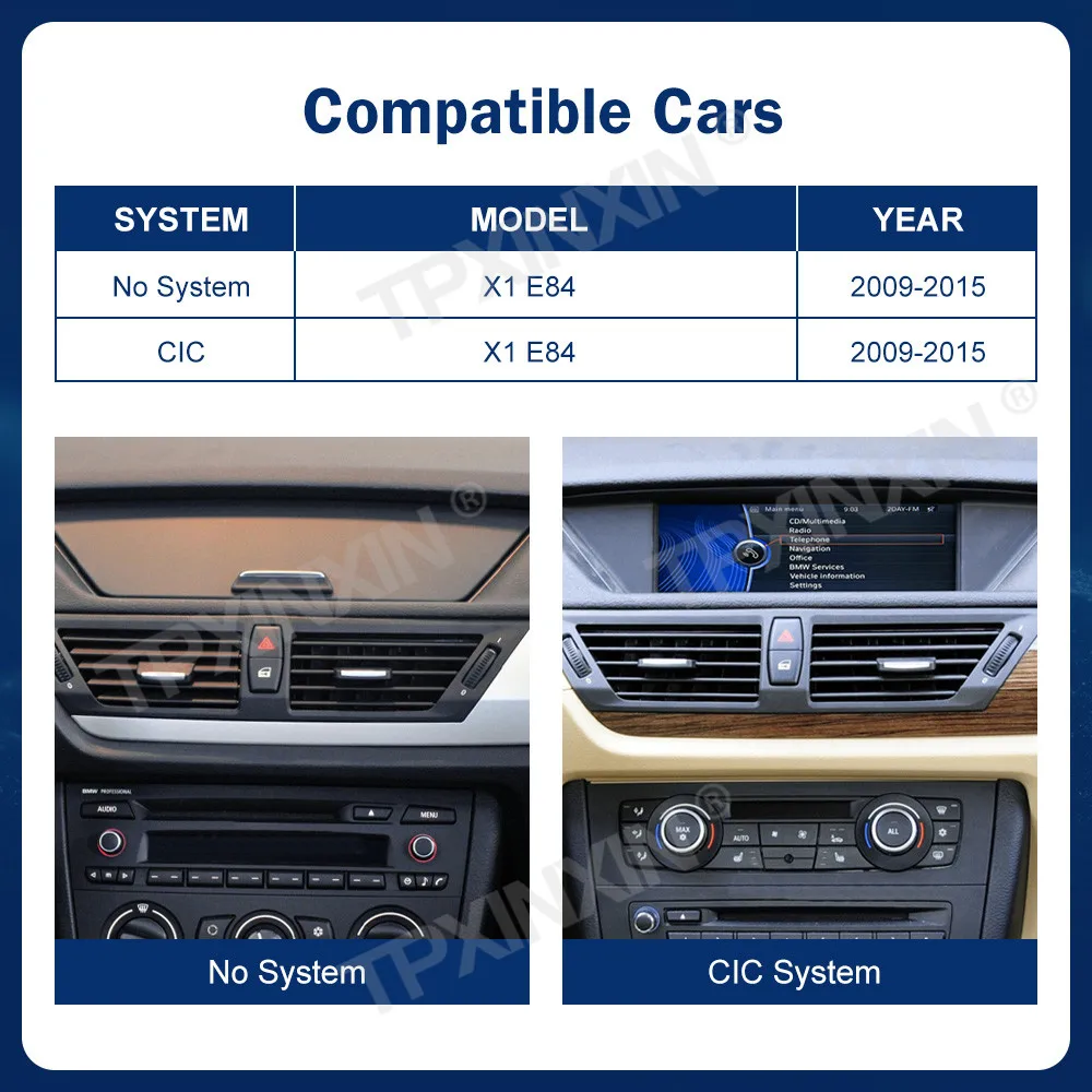 Upgrade Car Radio Linux Wireless CarPlay For BMW X1 E84 2011-2017 CIC Multimedia Player AutoLink QLED Touch Screen Head Unit
Upgrade Car Radio Linux Wireless CarPlay For BMW X1 E84 2011-2017 CIC Multimedia Player AutoLink QLED Touch Screen Head Unit