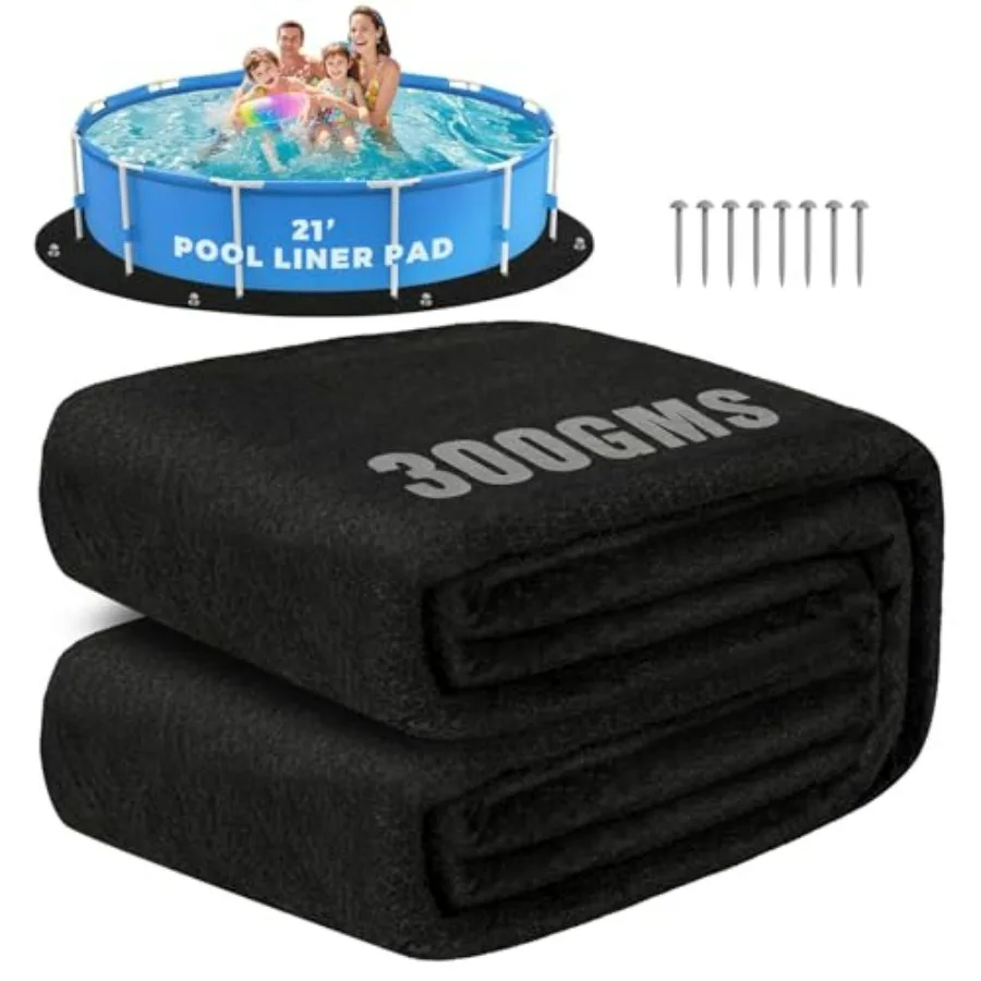 Above Ground Pool Liner Pad, 21 FT Round, 300GSM Heavy Duty Thickened PE Material, Black, Anti-Shift with Grommets Stakes, Punc
Above Ground Pool Liner Pad, 21 FT Round, 300GSM Heavy Duty Thickened PE Material, Black, Anti-Shift with Grommets Stakes, Punc