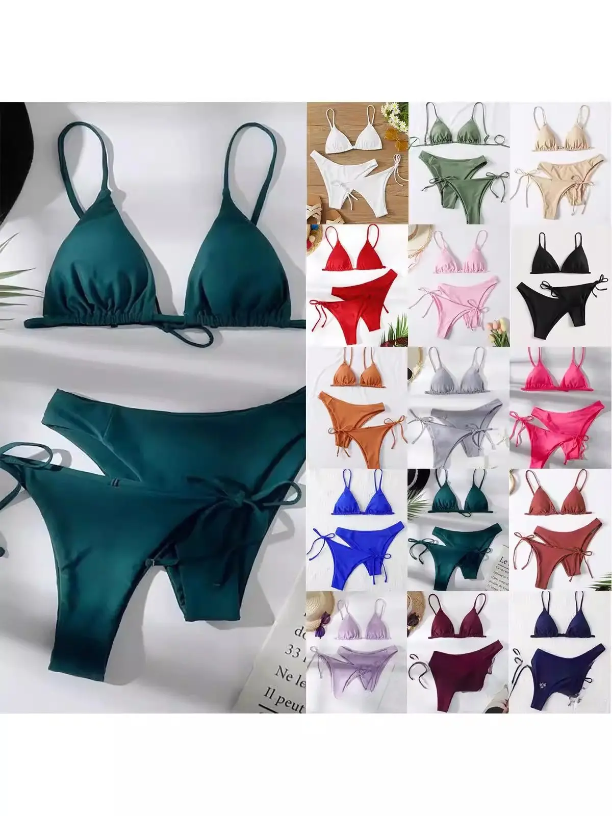 Multicolor Pure Color Tee-piece Bikini Swimsuit Triangular Design with Chest Pad No Steel Support Polyester Material
Multicolor Pure Color Tee-piece Bikini Swimsuit Triangular Design with Chest Pad No Steel Support Polyester Material