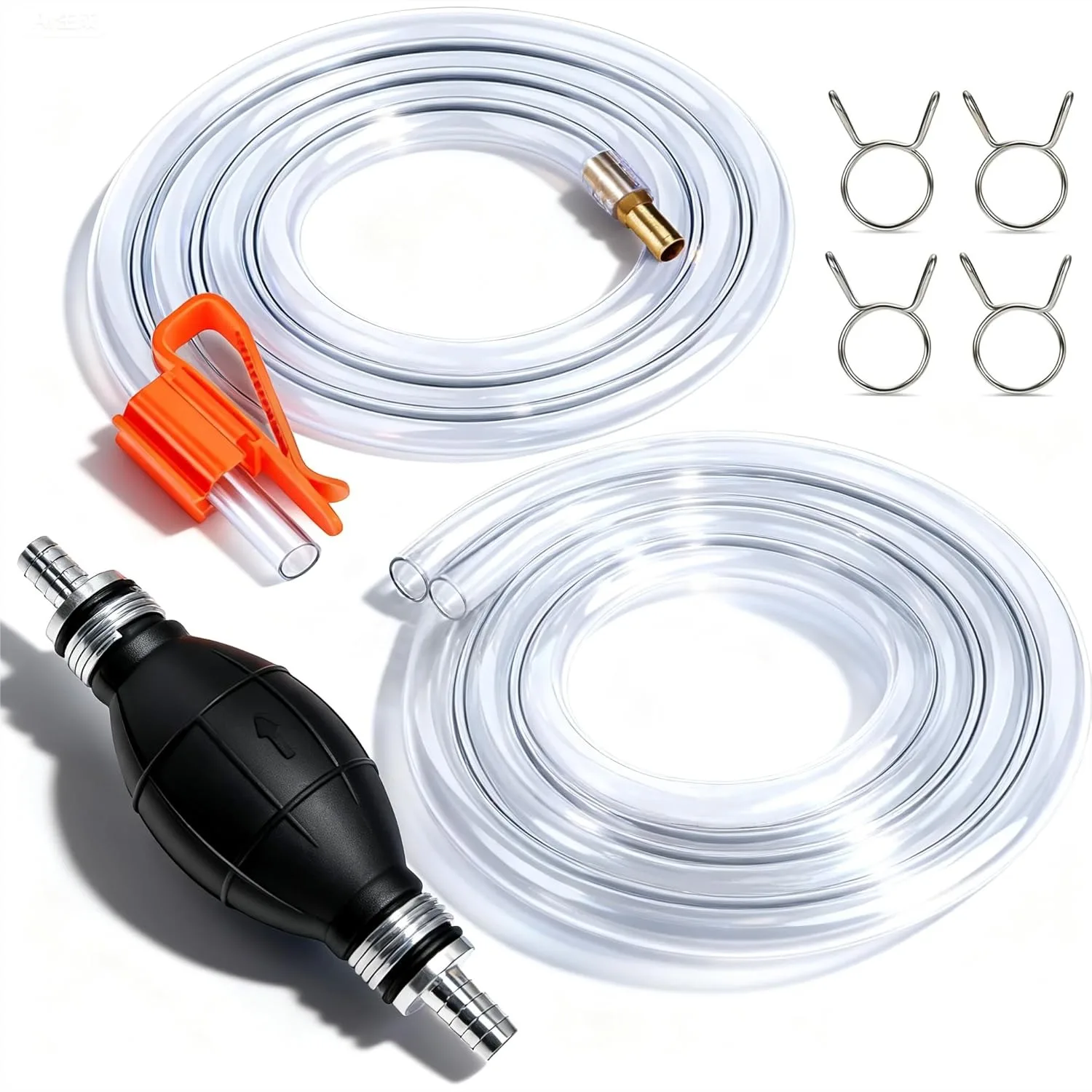 Gasoline Siphon Hose Pump - High-Flow Portable Hand Fuel Transfer Pump for Water, Gas, Oil, Diesel with 2 PVC Hoses
Gasoline Siphon Hose Pump - High-Flow Portable Hand Fuel Transfer Pump for Water, Gas, Oil, Diesel with 2 PVC Hoses