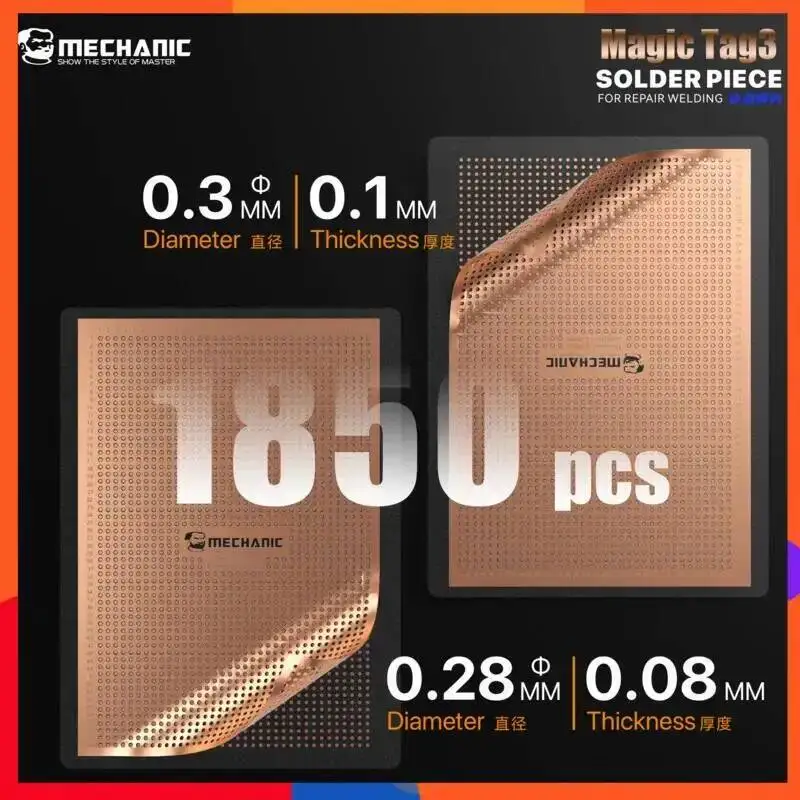 MECHANIC Phosphor Bronze Solder Piece Fatigue Resistant Low Conduction Loss for Phone Motherboard MiddleLayer Bonding Pad Repair
MECHANIC Phosphor Bronze Solder Piece Fatigue Resistant Low Conduction Loss for Phone Motherboard MiddleLayer Bonding Pad Repair