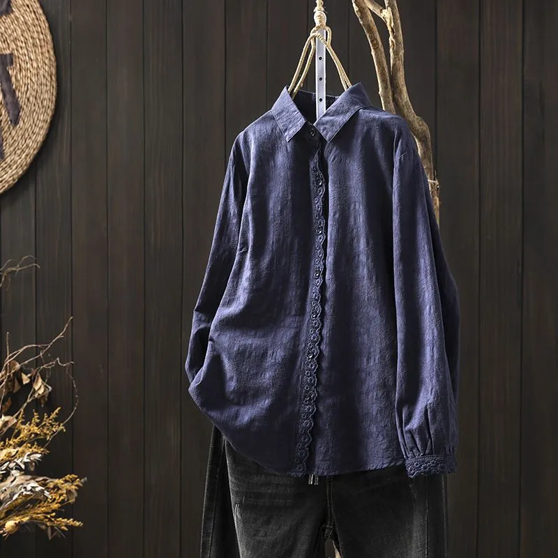 2024 Spring Autumn New Arts Style Women Long Sleeve Turn-down Collar Loose Shirt Single Breasted Lace Design Cotton Blouse P570
2024 Spring Autumn New Arts Style Women Long Sleeve Turn-down Collar Loose Shirt Single Breasted Lace Design Cotton Blouse P570