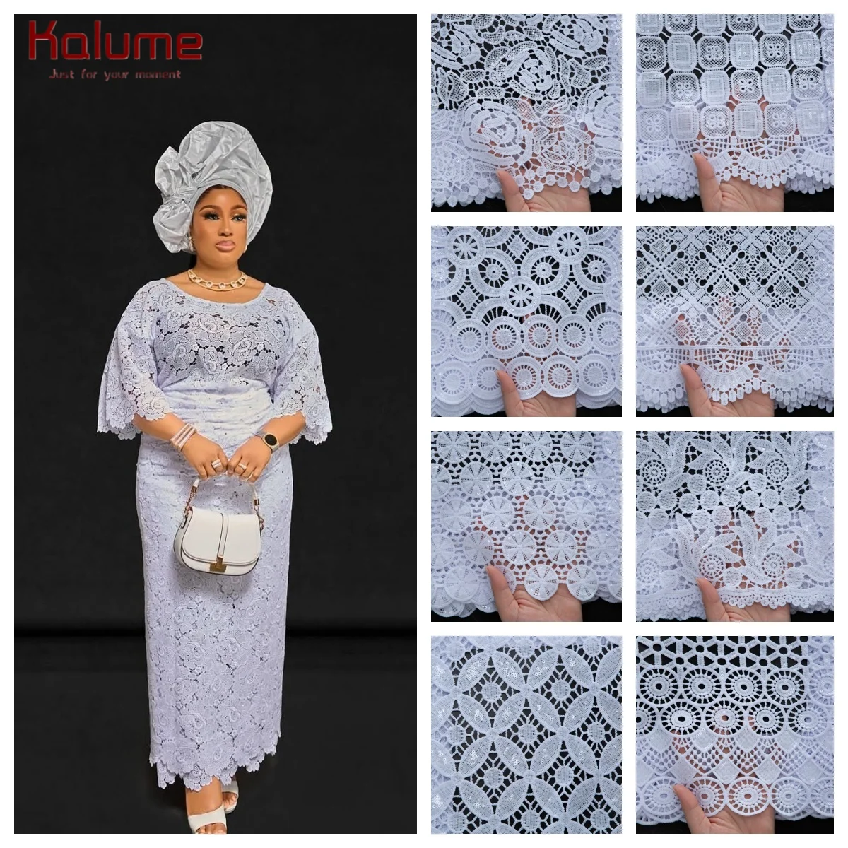 Kalume 2025 African White Wedding Lace Fabric High Quality Cord Lace Fabric Sequined Guipure Lace Fabric for Bride Dress F4493
Kalume 2025 African White Wedding Lace Fabric High Quality Cord Lace Fabric Sequined Guipure Lace Fabric for Bride Dress F4493