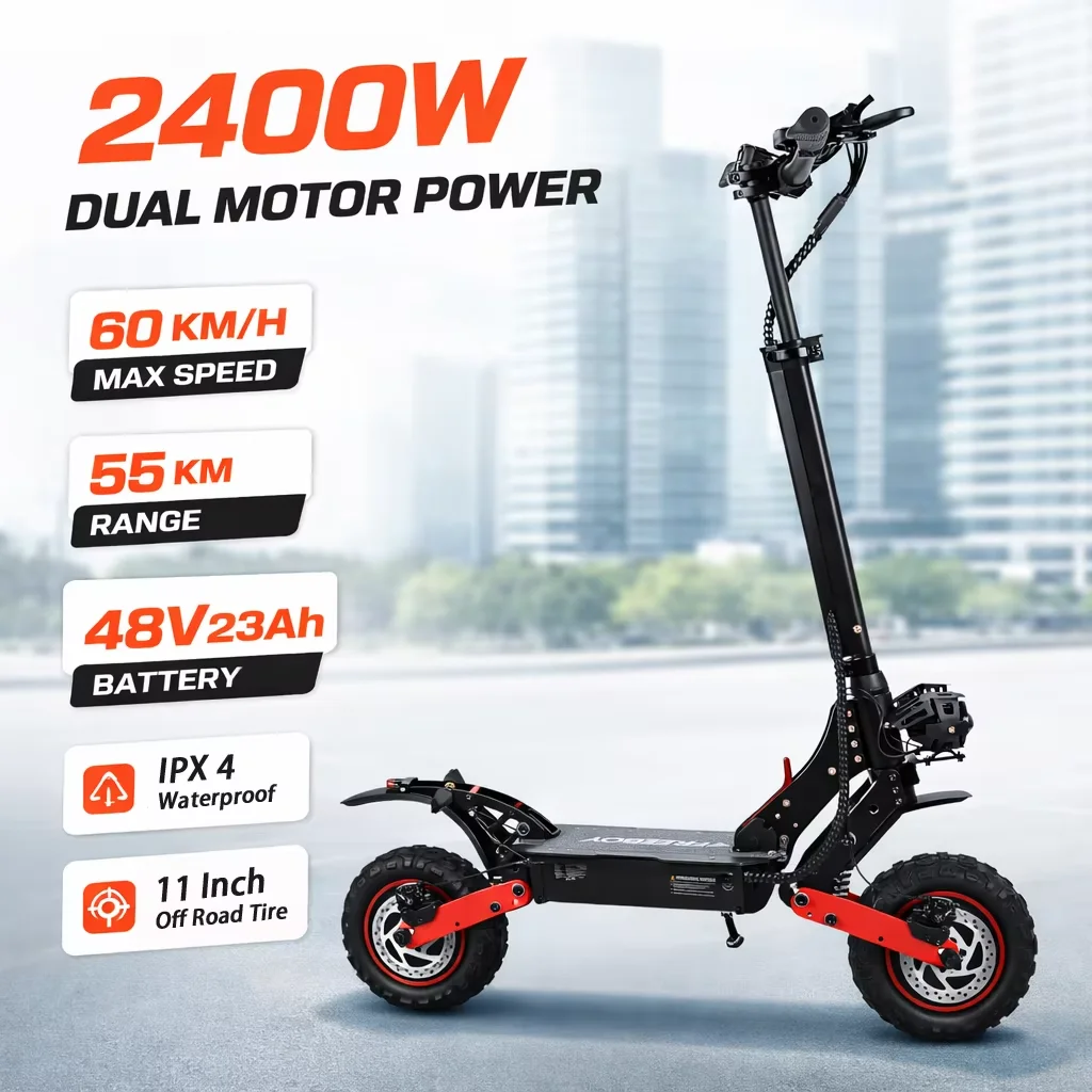 Dual Motor Electric Scooter for Adult, 60km/h, 11'' Off-road Tire, 48V 23Ah Battery, Foldable Commuting eScooter
Dual Motor Electric Scooter for Adult, 60km/h, 11'' Off-road Tire, 48V 23Ah Battery, Foldable Commuting eScooter