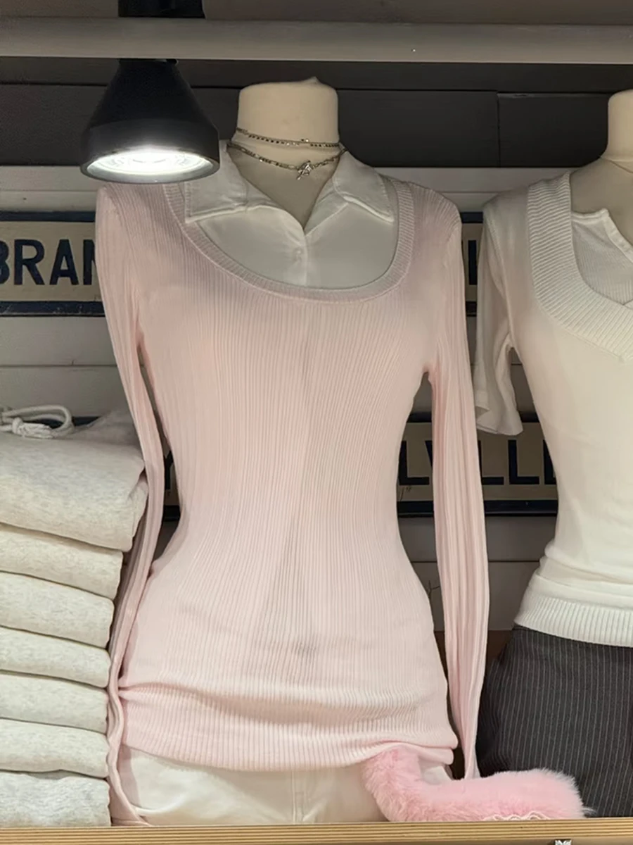 Милая розовая вязаная футболка с длинным рукавом, женская хлопковая тонкая длинная трикотажная футболка с круглым вырезом, осенняя винтажная новая футболка в консервативном стиле
Милая розовая вязаная футболка с длинным рукавом, женская хлопковая тонкая длинная трикотажная футболка с круглым вырезом, осенняя винтажная новая футболка в консервативном стиле