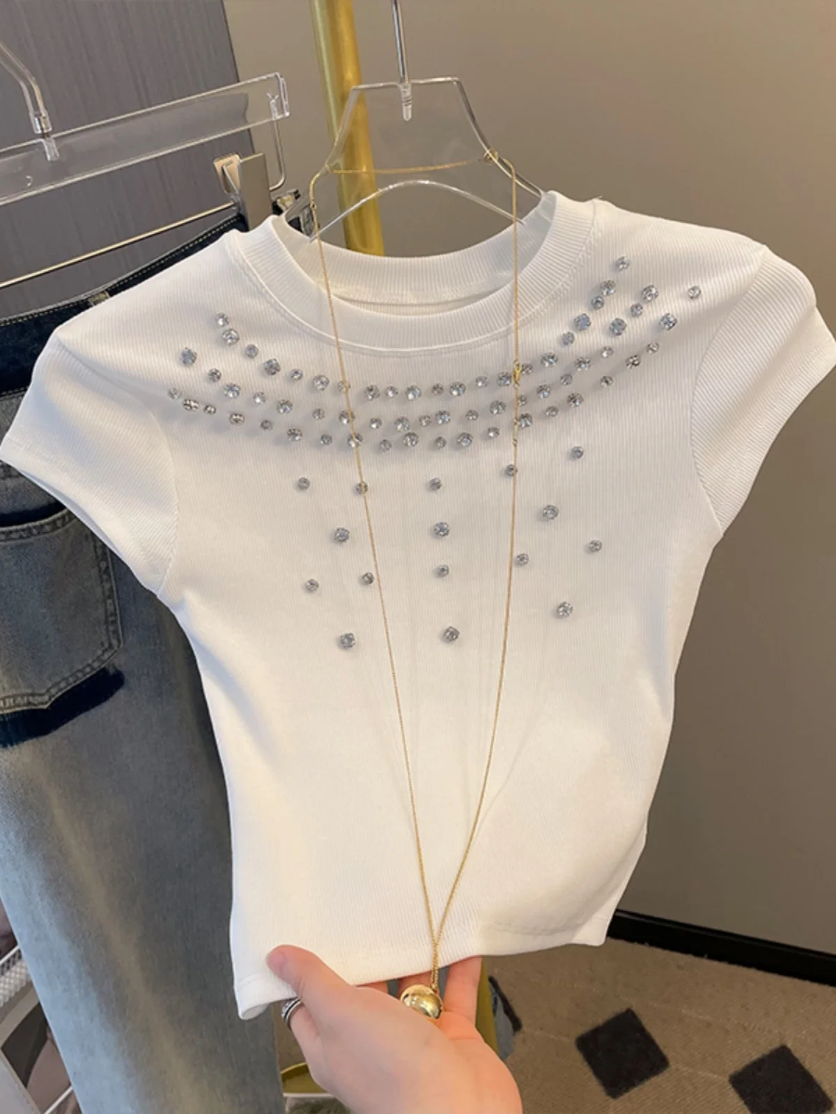 LYM STudio круглая футболка Ne Diamond Embedded Svel, женская летняя облегающая футболка ort Design Sense Top
LYM STudio круглая футболка Ne Diamond Embedded Svel, женская летняя облегающая футболка ort Design Sense Top