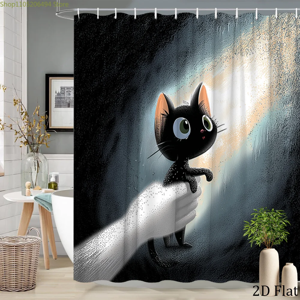 2D плоская шторка для душа с милым мультяшным черным котом, 1 шт., декор для ванной комнаты, с 12 крючками, 70.8x70.8 дюймов, волшебная
2D плоская шторка для душа с милым мультяшным черным котом, 1 шт., декор для ванной комнаты, с 12 крючками, 70.8x70.8 дюймов, волшебная