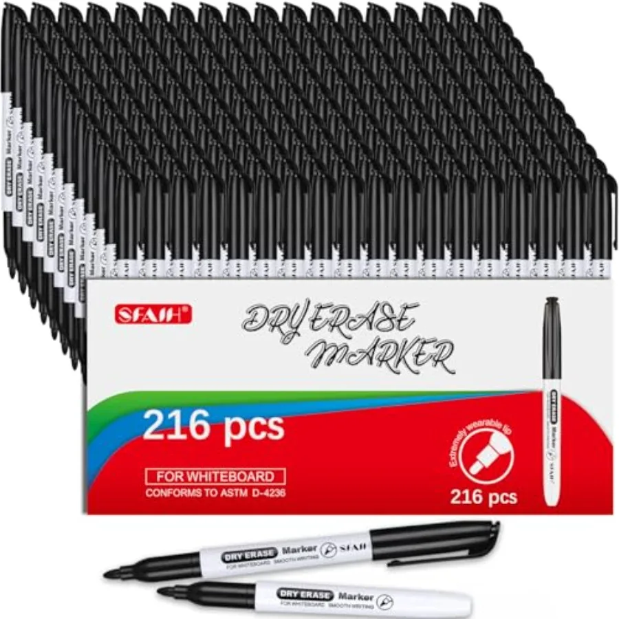 Fine Tip Dry Erase Markers - Pack Black Whiteboard Erasable Markers Bulk for Adults Ideal for Classroom School Office Home Use
Fine Tip Dry Erase Markers - Pack Black Whiteboard Erasable Markers Bulk for Adults Ideal for Classroom School Office Home Use