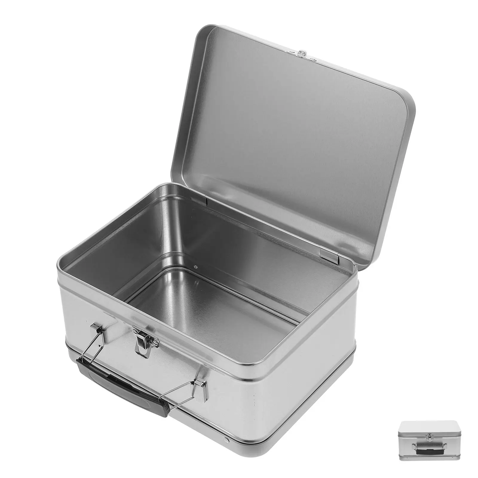 Portable Metal Lunch Box Tin Food Container Storage Holder Leakproof Cookie Tins Silver Gift Box Large Capacity Multifunctional
Portable Metal Lunch Box Tin Food Container Storage Holder Leakproof Cookie Tins Silver Gift Box Large Capacity Multifunctional