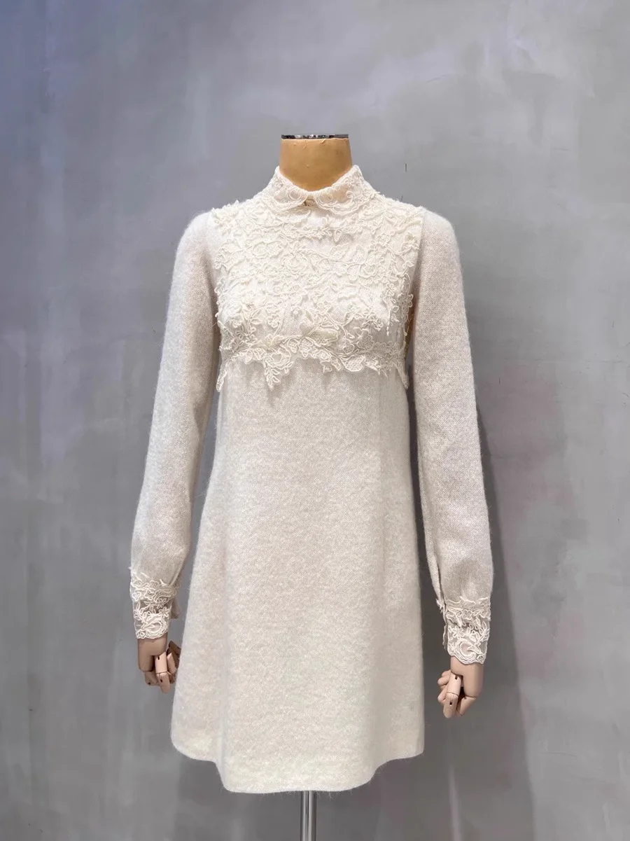 2026 Spring Beige Dress Fashion Ladies Knitted Wool Dress Elegant Women's Black Embroidered Dress Lace
2026 Spring Beige Dress Fashion Ladies Knitted Wool Dress Elegant Women's Black Embroidered Dress Lace