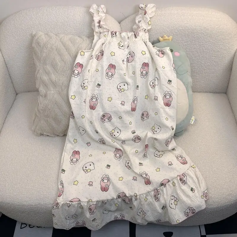 Ночная сорочка Sanrio My Melody с подкладкой для груди, свободного кроя, новый стиль, домашняя одежда, простая, модная, тонкая, с принтом, хит продаж, элитный подарок
Ночная сорочка Sanrio My Melody с подкладкой для груди, свободного кроя, новый стиль, домашняя одежда, простая, модная, тонкая, с принтом, хит продаж, элитный подарок