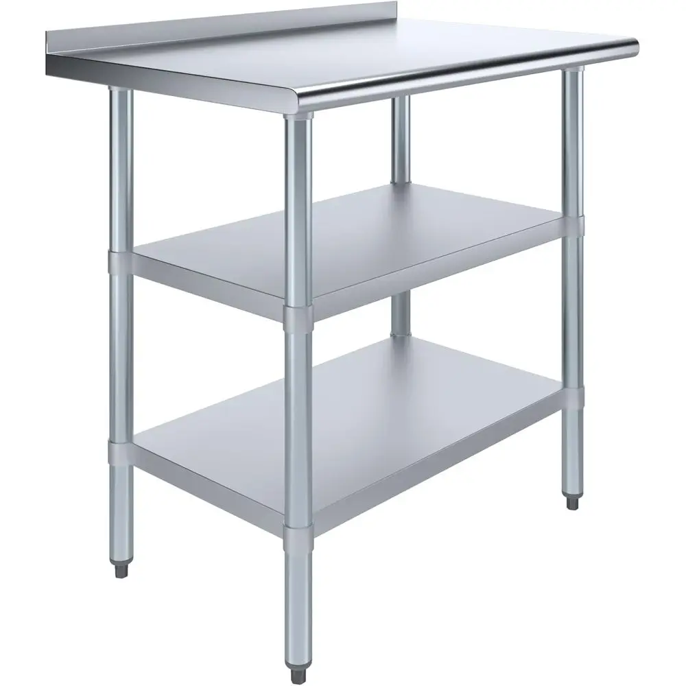 36 Stainless Steel Work Table with 1.5 Backsplash and 2 Shelves - Metal Kitchen Food Prep Table
36 Stainless Steel Work Table with 1.5 Backsplash and 2 Shelves - Metal Kitchen Food Prep Table