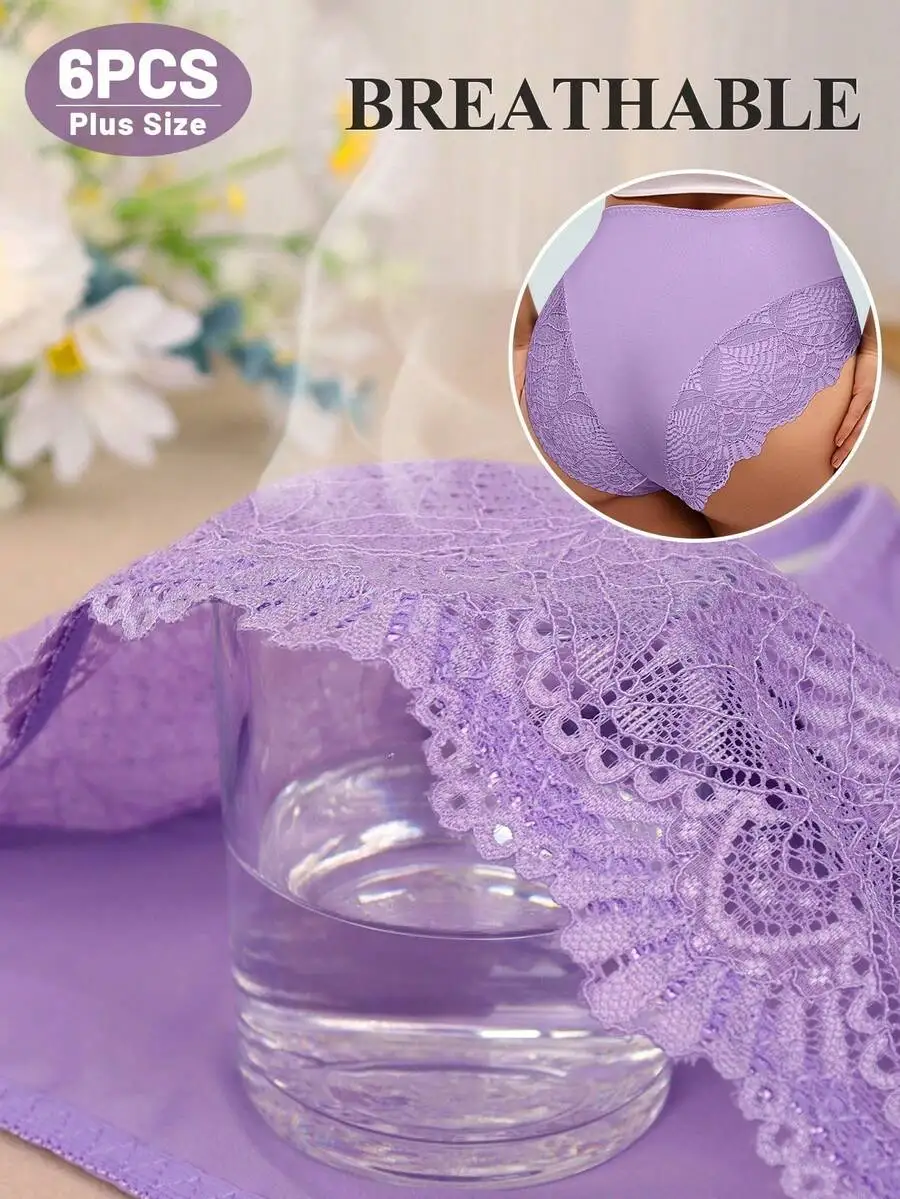 6 Pcs Plus Size Lace Panties High Waist Breathable Floral Women Underwear
6 Pcs Plus Size Lace Panties High Waist Breathable Floral Women Underwear
