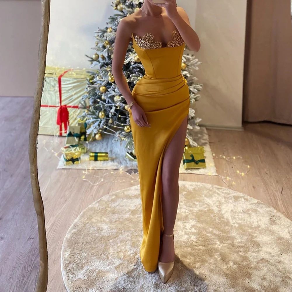 Customized Elegant Crystal Sweetheart Floor Length Side Slit Straight Satin Evening Dress Exquisite Sleeveless платье
Customized Elegant Crystal Sweetheart Floor Length Side Slit Straight Satin Evening Dress Exquisite Sleeveless платье