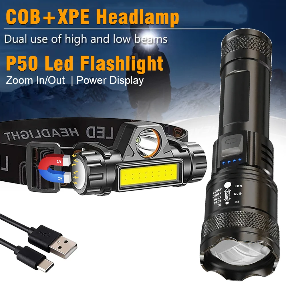 Тактический фонарик 10000LM, перезаряжаемый через USB фонарь дальнего действия с возможностью масштабирования, водонепроницаемый IPX8 для кемпинга, рыбалки, охоты на открытом воздухе
Тактический фонарик 10000LM, перезаряжаемый через USB фонарь дальнего действия с возможностью масштабирования, водонепроницаемый IPX8 для кемпинга, рыбалки, охоты на открытом воздухе