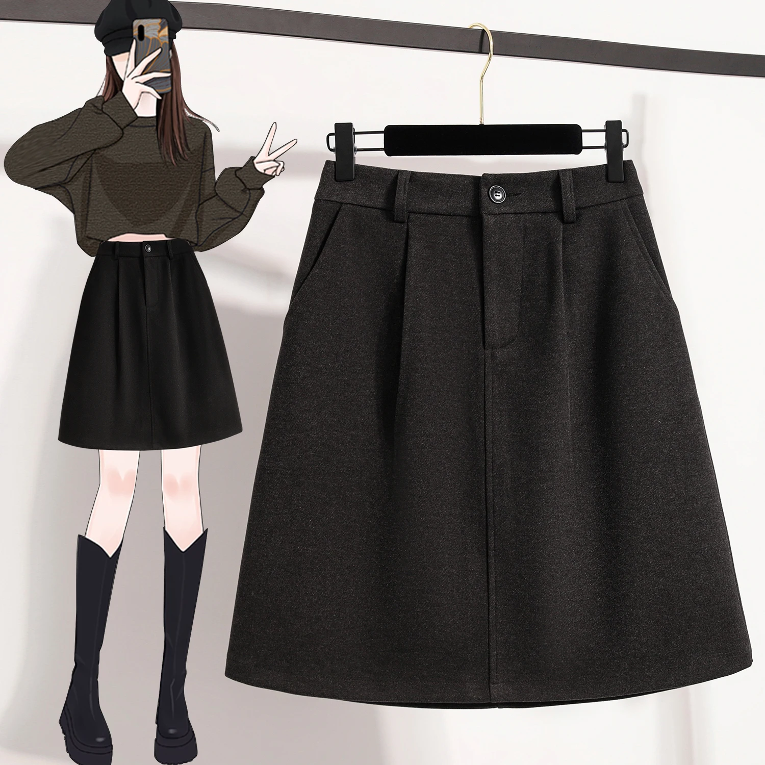 Элегантная женская твидовая юбка А-силуэта большого размера, модная, универсальная, короткая, осенне-зимняя новинка
Элегантная женская твидовая юбка А-силуэта большого размера, модная, универсальная, короткая, осенне-зимняя новинка