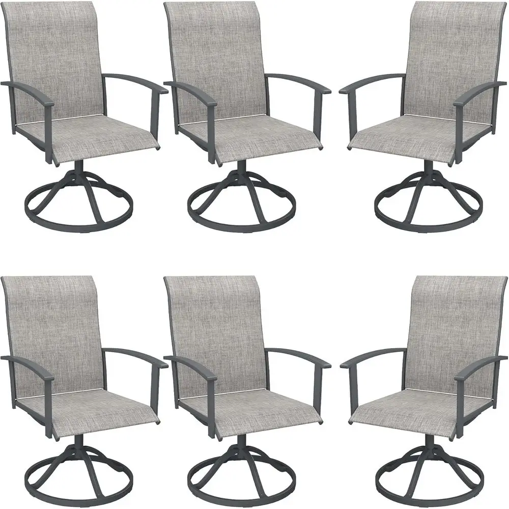 Outdoor Swivel Chairs Set o 6, All Weather Metal Patio Dining Chairs or Porch, Lawn Garden, Grey
Outdoor Swivel Chairs Set o 6, All Weather Metal Patio Dining Chairs or Porch, Lawn Garden, Grey