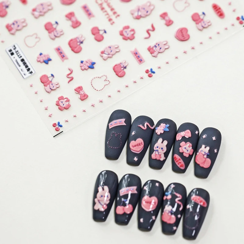 Cute Rabbit Cherry Bowknot Girl 5D Soft Embossed Relief Self Adhesive Nail Art Sticker Lovely Bunny Strawberry 3D Manicure Decal
Cute Rabbit Cherry Bowknot Girl 5D Soft Embossed Relief Self Adhesive Nail Art Sticker Lovely Bunny Strawberry 3D Manicure Decal