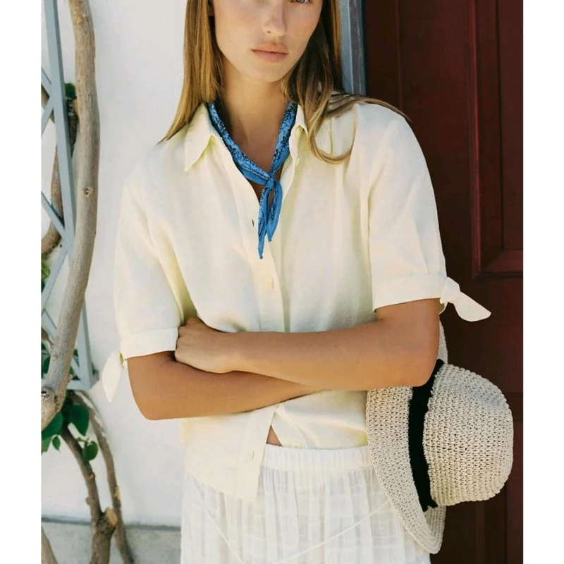 Summer New Women's Casual Sle Collarl Knot Mixed Flax ort Sve irt Top Polyester Fiber Skin-friendly Bre...
Summer New Women's Casual Sle Collarl Knot Mixed Flax ort Sve irt Top Polyester Fiber Skin-friendly Bre...