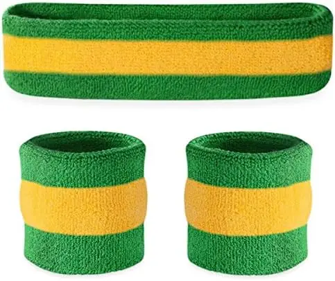 Striped Sweatband Set: 1 Headband & 2 Wristbands, Moisture Wicking, Breathable for Sports
Striped Sweatband Set: 1 Headband & 2 Wristbands, Moisture Wicking, Breathable for Sports