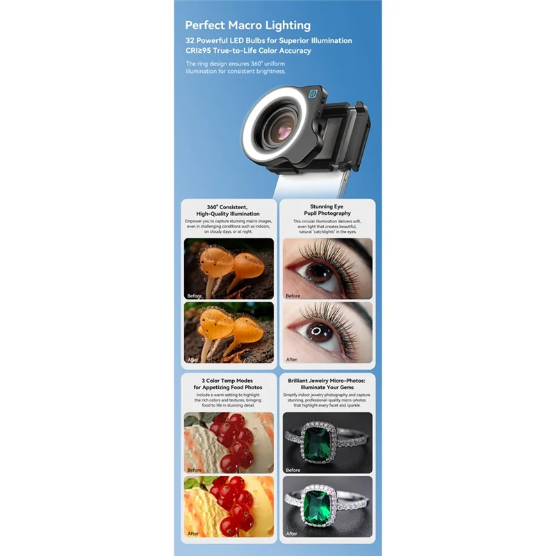 B86B-10-20X Zoom Macro Lens With LED Fill Light Universal Clamp HD Camera Lens Kit For Iphone Smartphones
B86B-10-20X Zoom Macro Lens With LED Fill Light Universal Clamp HD Camera Lens Kit For Iphone Smartphones