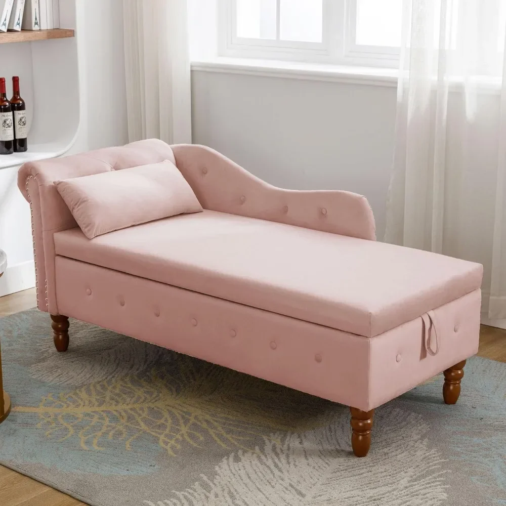 Chaise Lounge Velvet Upholstered Nailhead For Home,sectional Couch Luxury,Pillow,Curved Armrest,Roller Backrest Storage,Pink
Chaise Lounge Velvet Upholstered Nailhead For Home,sectional Couch Luxury,Pillow,Curved Armrest,Roller Backrest Storage,Pink
