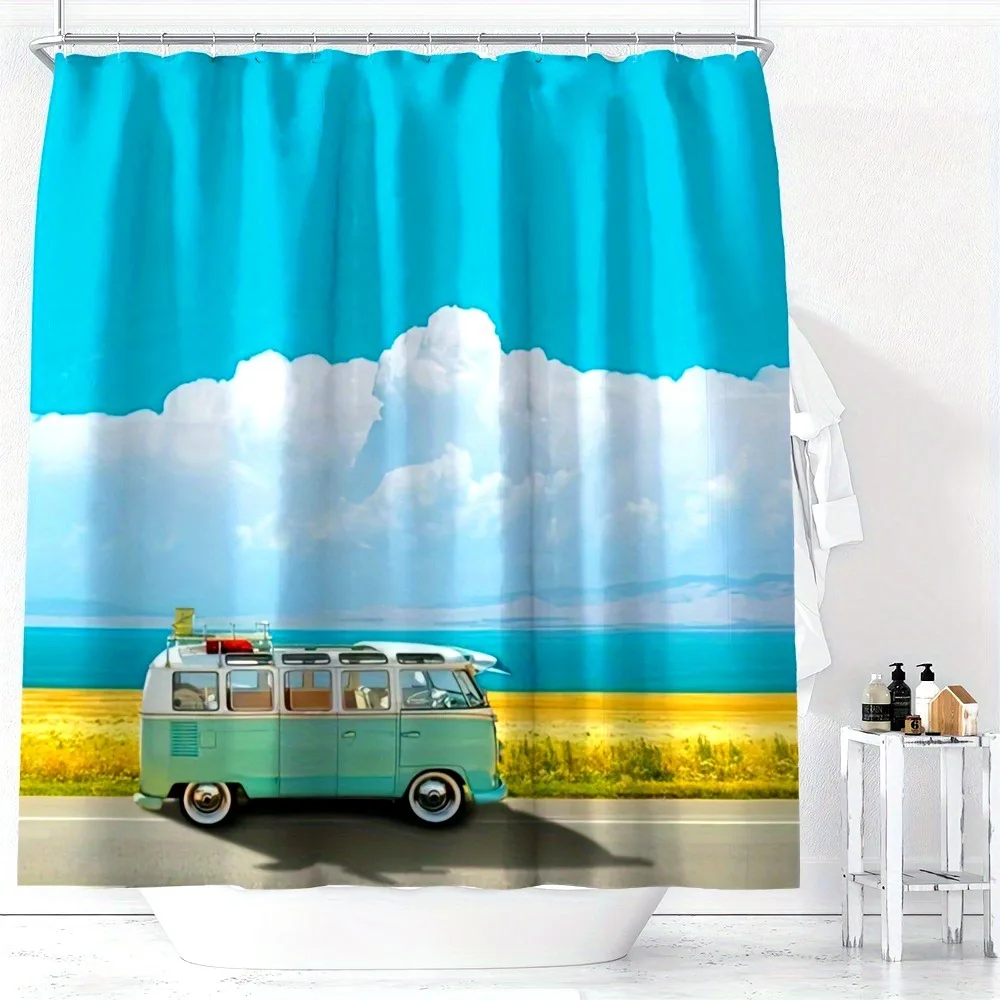 Ретро пляжная сцена занавеска для душа моющаяся грязеотталкивающая насадка для душа водонепроницаемая полиэстеровая занавеска для ванны для домашнего декора 
Ретро пляжная сцена занавеска для душа моющаяся грязеотталкивающая насадка для душа водонепроницаемая полиэстеровая занавеска для ванны для домашнего декора