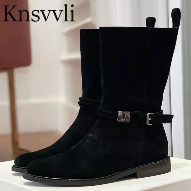New West Cowboy Boots Women Cow Suede Flat Shoes Ladies Novelty Zipper Round Toe Mid-Calf Brand Designer Riding Boots Woman
New West Cowboy Boots Women Cow Suede Flat Shoes Ladies Novelty Zipper Round Toe Mid-Calf Brand Designer Riding Boots Woman