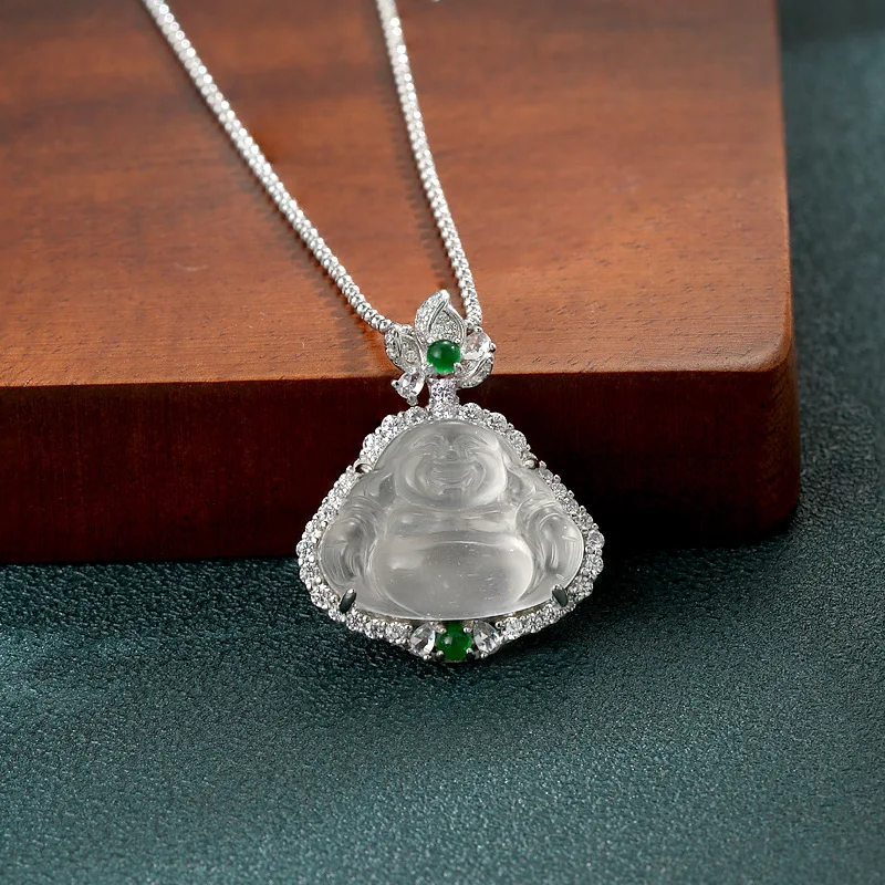 High-Ice White Chalcedony Buddha Pendant, PT950 Platinum Necklace, Women's Neo-Chinese National Style Jade Jewelry
High-Ice White Chalcedony Buddha Pendant, PT950 Platinum Necklace, Women's Neo-Chinese National Style Jade Jewelry