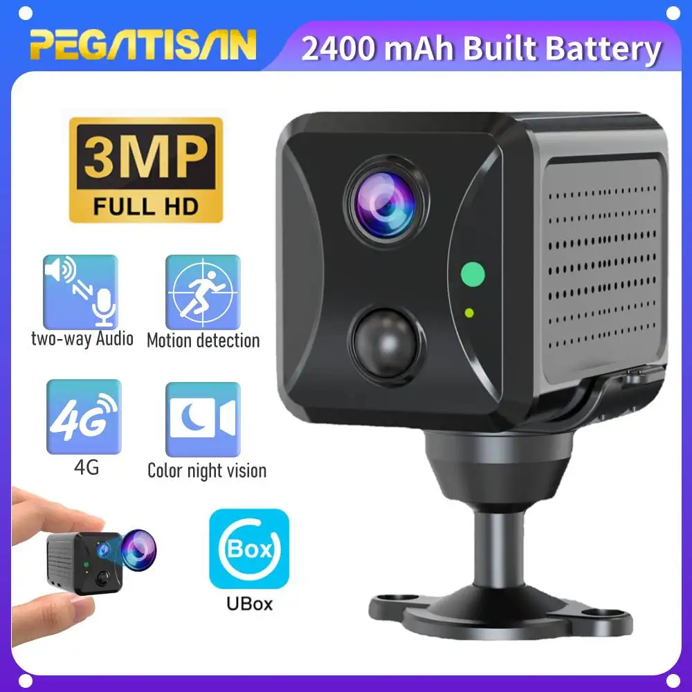 PEGATISAN 3MP 4G Sim Мини-камера Wi-Fi 3800 мАч Батарея CCTV Камера безопасности Домофон PIR Обнаружение IP-камера наблюдения Ubox
PEGATISAN 3MP 4G Sim Мини-камера Wi-Fi 3800 мАч Батарея CCTV Камера безопасности Домофон PIR Обнаружение IP-камера наблюдения Ubox