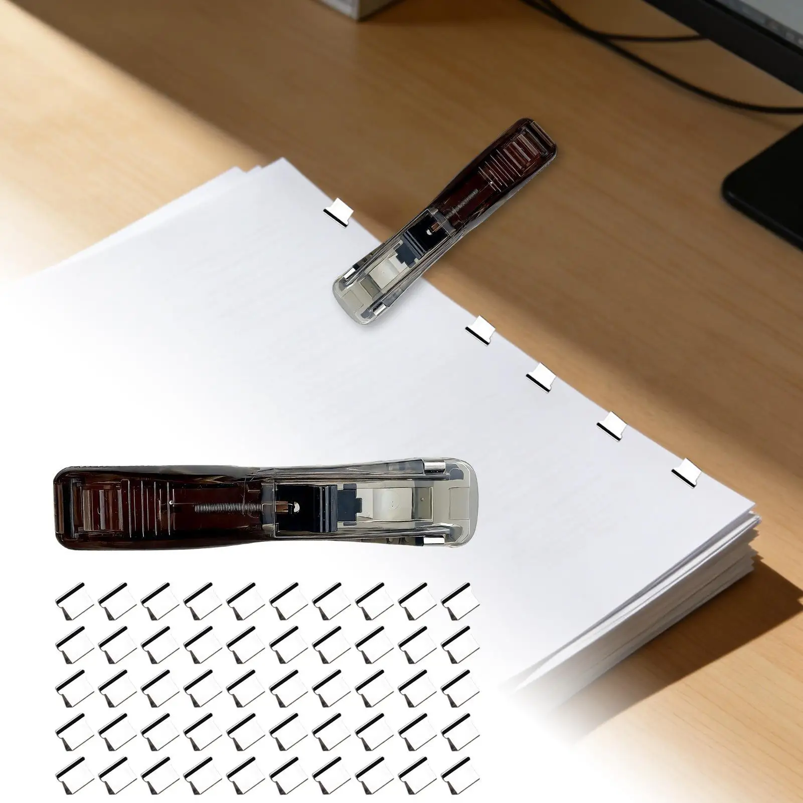 Small Stapler Office Push Paper Clip Dispenser Reusable Binder Clip Stapler for Document Home School Office Travel Classroom
Small Stapler Office Push Paper Clip Dispenser Reusable Binder Clip Stapler for Document Home School Office Travel Classroom