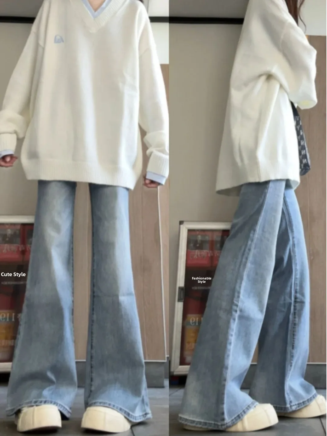 Light Blue Bell Bot Jeans Women's High Waist Slimming Small Size Non-Matching Leggings Casual Wear Denim Fabric Four Seasons
Light Blue Bell Bot Jeans Women's High Waist Slimming Small Size Non-Matching Leggings Casual Wear Denim Fabric Four Seasons