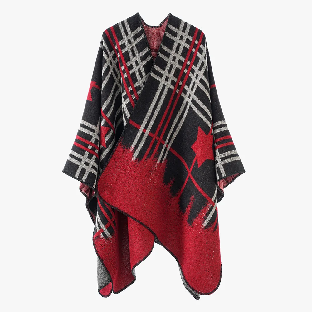 Fashion New Plaids Star Acrylic Cashmere Poncho Women Spring Autumn Long Cape Outerwear Office Leisure Travel Shawl Wraps
Fashion New Plaids Star Acrylic Cashmere Poncho Women Spring Autumn Long Cape Outerwear Office Leisure Travel Shawl Wraps