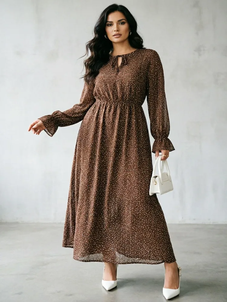 Fashion Polka Dot Loose Large Size A-line Dress New Lace-up Long Sleeve Casual Party Dress Spring and Autumn Sweet Elegant Dress
Fashion Polka Dot Loose Large Size A-line Dress New Lace-up Long Sleeve Casual Party Dress Spring and Autumn Sweet Elegant Dress