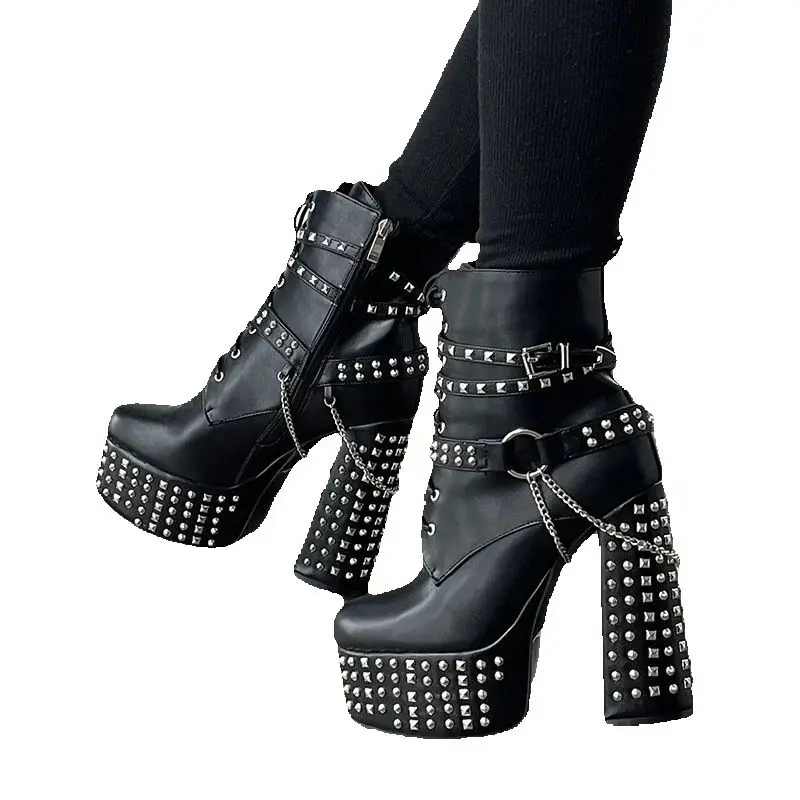 Olomm Handmade Women Platform Winter Ankle Boots Studded Chunky Heels Round Toe Pretty Black Punk Shoes Plus Size 5-20
Olomm Handmade Women Platform Winter Ankle Boots Studded Chunky Heels Round Toe Pretty Black Punk Shoes Plus Size 5-20