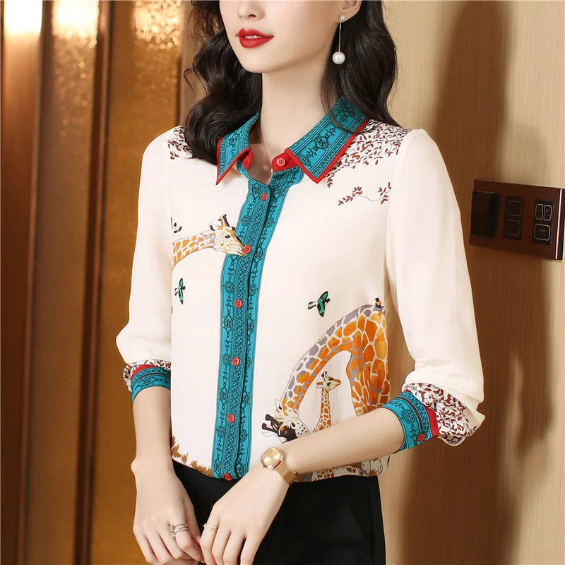 Unique Clothing Fashion Print Mulberry Turn-Down Collar Long Sleeve Silk Shirt For Women
Unique Clothing Fashion Print Mulberry Turn-Down Collar Long Sleeve Silk Shirt For Women