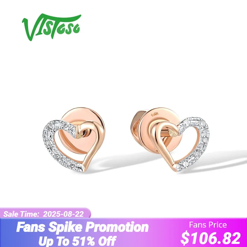 VISTOSO Pure 14K 585 Rose Gold Stud Earrings For Women Sparkling Diamonds lovely Heart Wedding Anniversary Delicate Fine Jewelry
VISTOSO Pure 14K 585 Rose Gold Stud Earrings For Women Sparkling Diamonds lovely Heart Wedding Anniversary Delicate Fine Jewelry