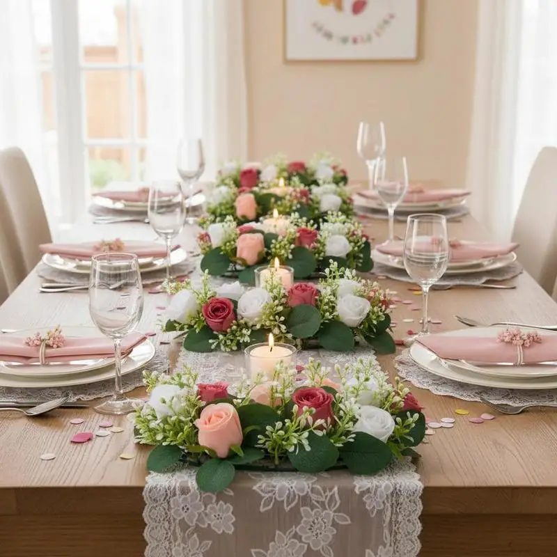 Free Shipping-Simulated Floral Garland 14-Inch For Valentine's Mother's Day Home Decor, Pink White Rose Arrangement Centerpiece Table Top Ornament 10 PCS
Free Shipping-Simulated Floral Garland 14-Inch For Valentine's Mother's Day Home Decor, Pink White Rose Arrangement Centerpiece Table Top Ornament 10 PCS