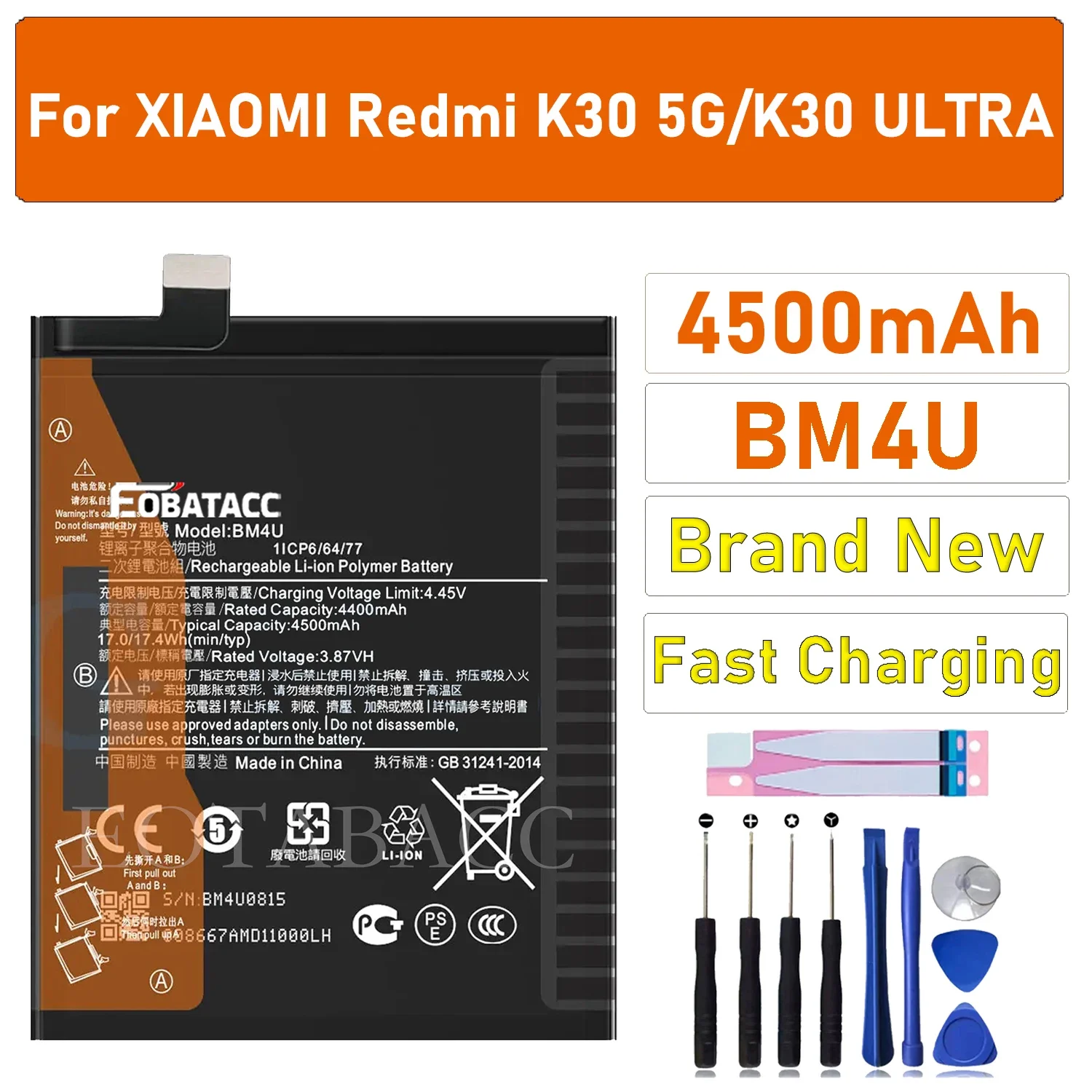New Battery BM4U 4500mAh Battery For Mi Redmi K30 K 30 Ultra Supreme Version Phone Replacement Batteries
New Battery BM4U 4500mAh Battery For Mi Redmi K30 K 30 Ultra Supreme Version Phone Replacement Batteries