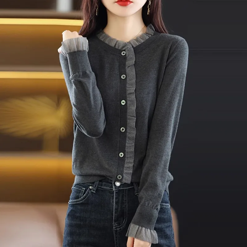 Lace Knitted Open Cardigan Women's Spring Autumn Sweater Jacket Thin New Large Size Base Shirt Stylish Outerwear Top
Lace Knitted Open Cardigan Women's Spring Autumn Sweater Jacket Thin New Large Size Base Shirt Stylish Outerwear Top