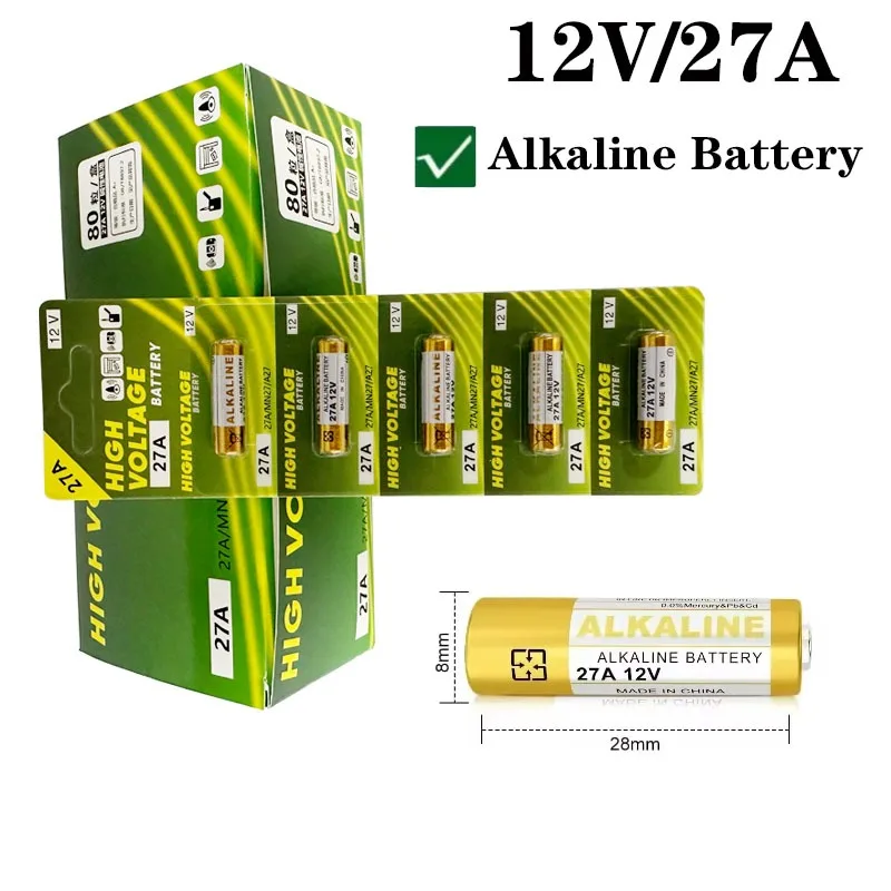27A 12V 10PCS Alkaline Battery LR27A MN27 L828F GP27A Dry Cell Battery for Motorcycle remote controls Wireless doorbells Toy
27A 12V 10PCS Alkaline Battery LR27A MN27 L828F GP27A Dry Cell Battery for Motorcycle remote controls Wireless doorbells Toy