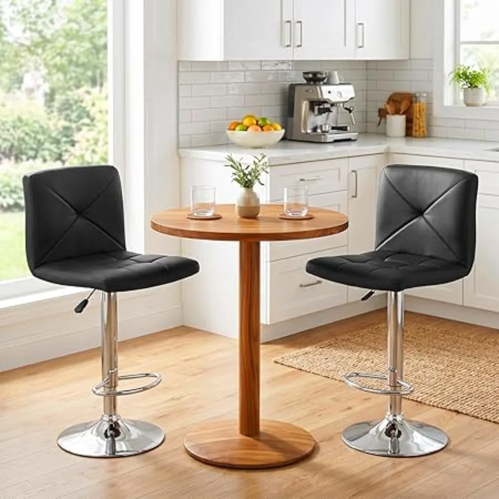 Bar Stools Set o 2, Counter Height Adjustable Swivel with Backs, PU Leather Bar Stools, Chrome Steel Base, and Built-in ootrest
Bar Stools Set o 2, Counter Height Adjustable Swivel with Backs, PU Leather Bar Stools, Chrome Steel Base, and Built-in ootrest