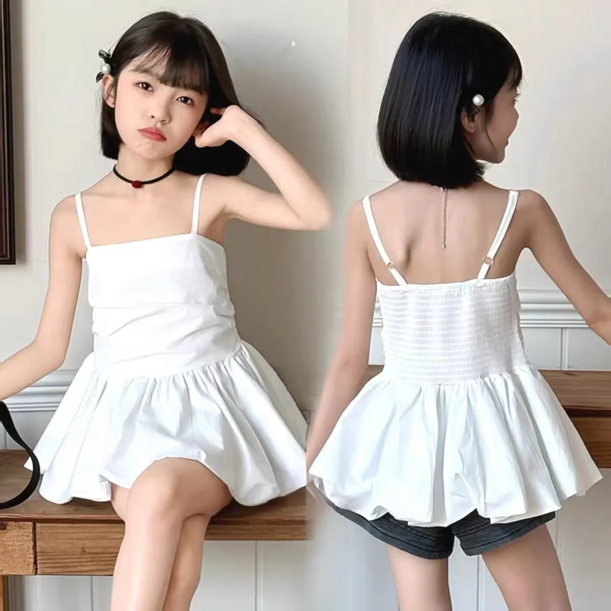 Girls' Summer Set Fashion New Children's Sweet Ruffle Top+Cowboy Shorts Two-piece Set 3 5 7 9 11 12 Y
Girls' Summer Set Fashion New Children's Sweet Ruffle Top+Cowboy Shorts Two-piece Set 3 5 7 9 11 12 Y