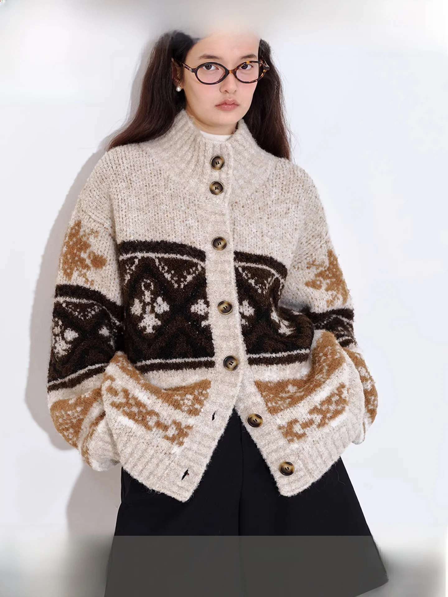 Fano Soft Knitted f High Collar Sweater Women's Cardigan Island Flower Pattern Warm Autumn Winter Faion Casual Sle
Fano Soft Knitted f High Collar Sweater Women's Cardigan Island Flower Pattern Warm Autumn Winter Faion Casual Sle