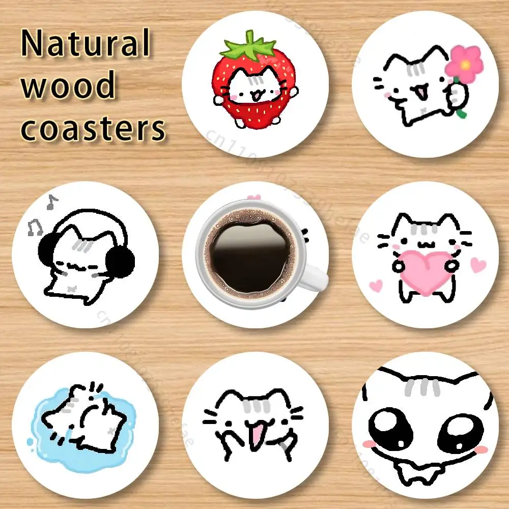 Cute Strawberry Cat wooden anti-slip coasters, suitable for home office and living room decoration
Cute Strawberry Cat wooden anti-slip coasters, suitable for home office and living room decoration