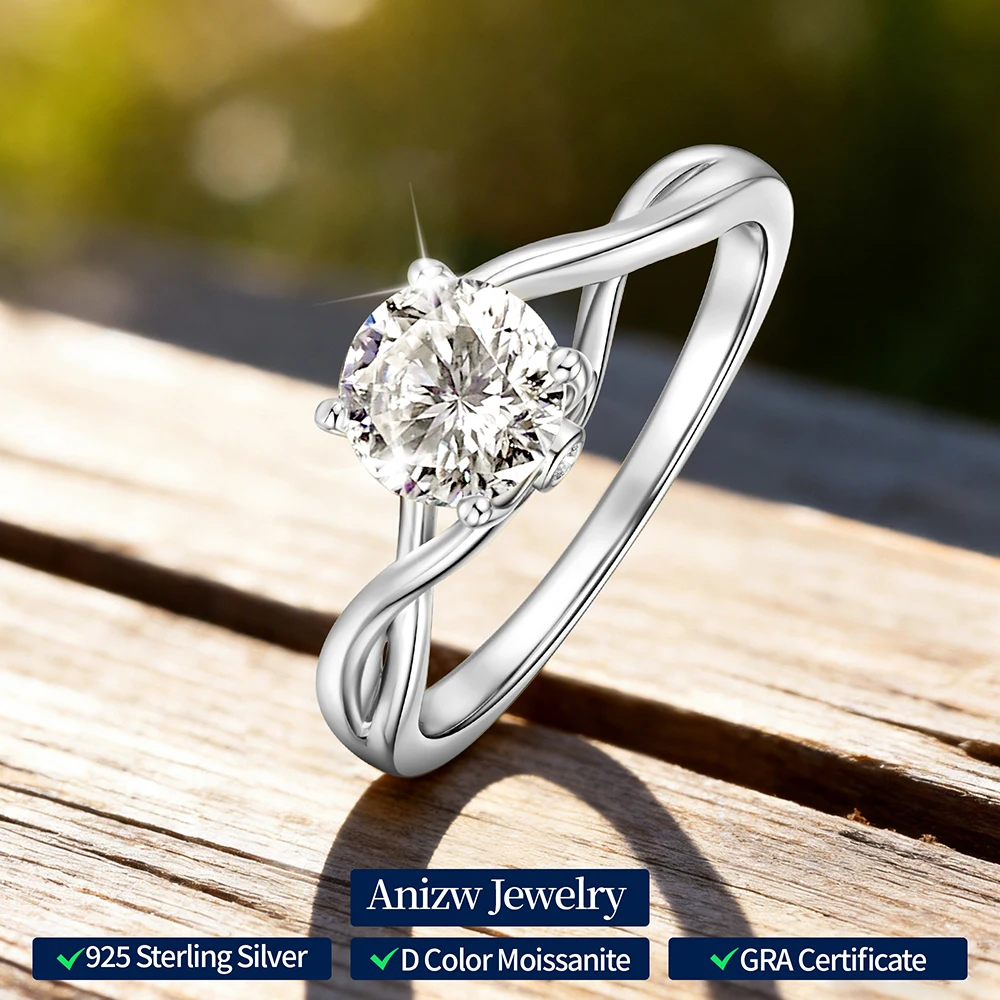 Anziw Vintage 1.0CT 6.5mm Moissanite Ring for Women Real 925 Silver 18k Gold Plated Twist Shank Finger Rings Wedding Engagement
Anziw Vintage 1.0CT 6.5mm Moissanite Ring for Women Real 925 Silver 18k Gold Plated Twist Shank Finger Rings Wedding Engagement