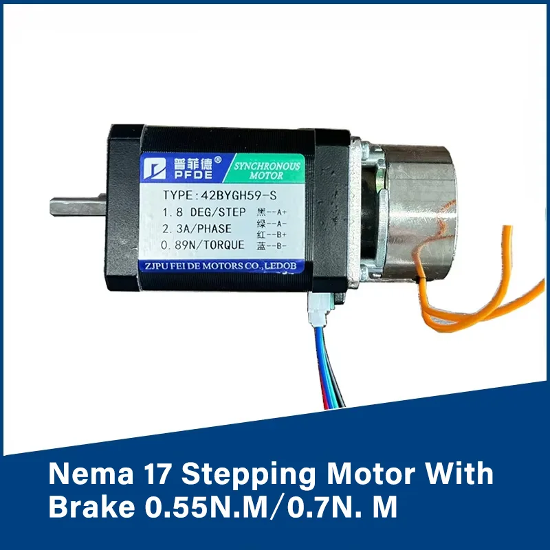 Шаговый двигатель Nema 17 42BYGH59 с тормозом и высоким крутящим моментом 0,7 Н. м/0,55Н. m Диаметр вала 5 мм, одинарный вал, прочный угол ступени 1,8 °
Шаговый двигатель Nema 17 42BYGH59 с тормозом и высоким крутящим моментом 0,7 Н. м/0,55Н. m Диаметр вала 5 мм, одинарный вал, прочный угол ступени 1,8 °