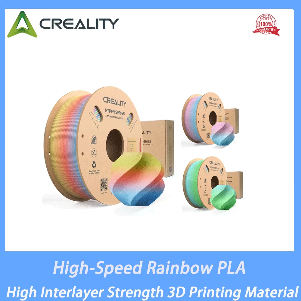 Creality High-Speed Rainbow PLA Filament 1.75mm 1KG Hyper PLA Filaments High Interlayer Strength 3D Printing Material
Creality High-Speed Rainbow PLA Filament 1.75mm 1KG Hyper PLA Filaments High Interlayer Strength 3D Printing Material